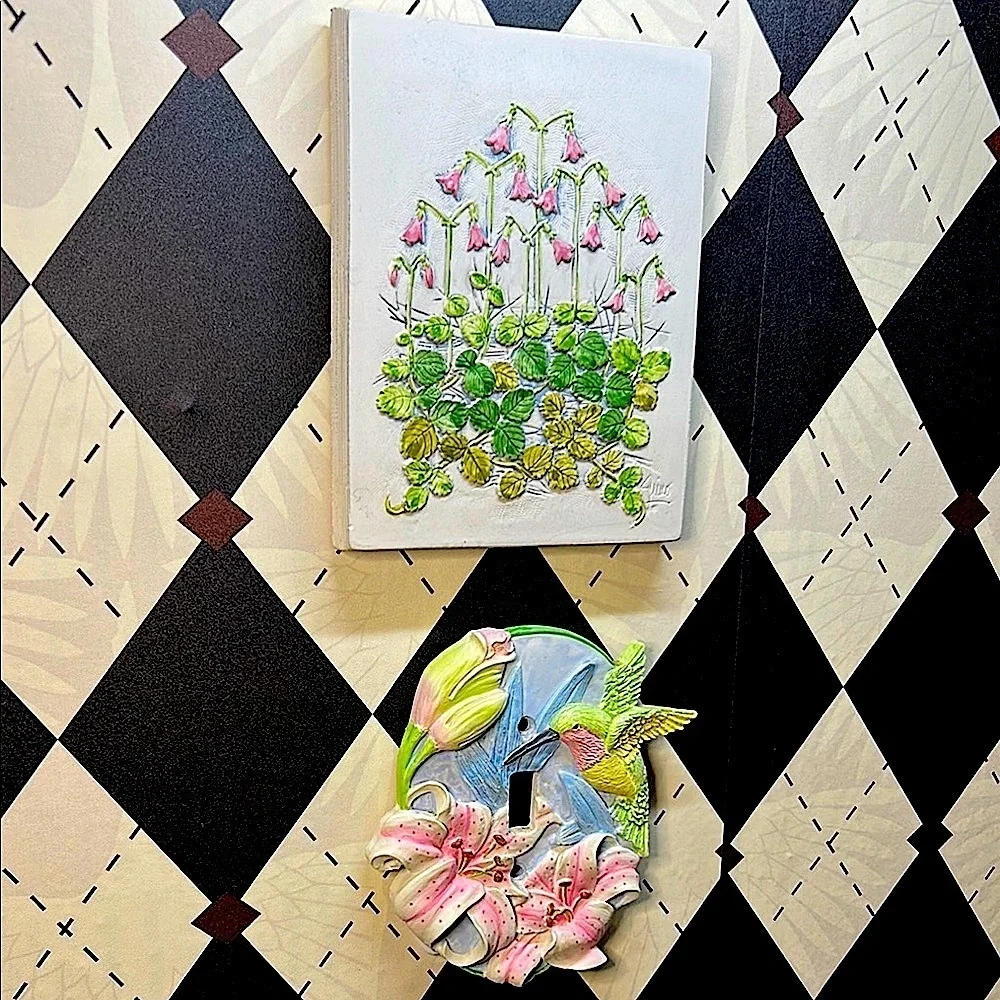 Vintage Light Switch Plate 3D Hummingbird + Collectible Joe‎ Gantofta Tile